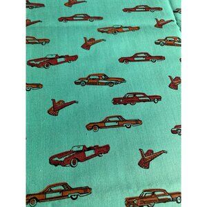 Retro Car Print Cotton Fabric 1/4 yard 44" wide Green & Red